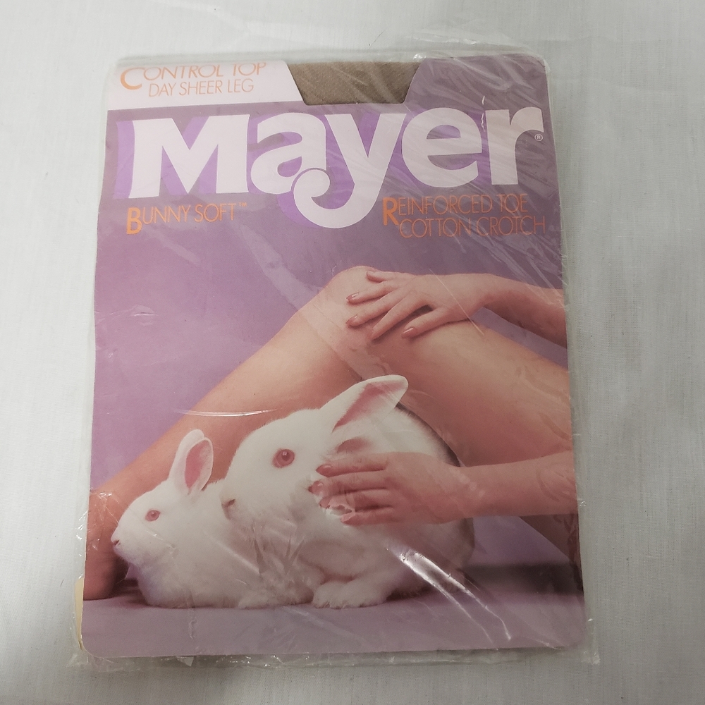 80s Mayer Sheer Tan Pantyhose Size Medium Plus Control Top